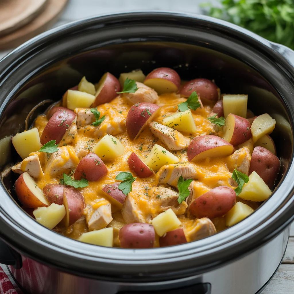 Garlic Parmesan Crockpot Chicken and Potatoes
