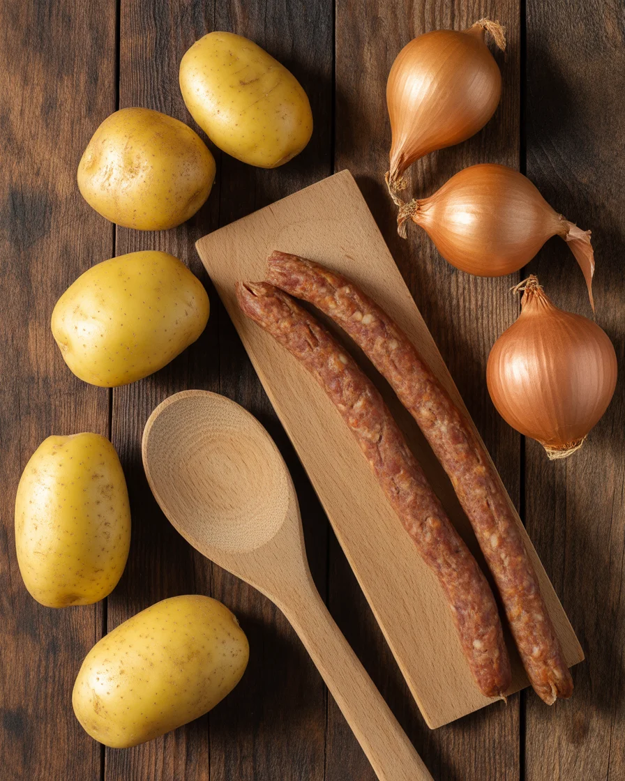 Fried Potatoes, Onions, and Smoked Polish Sausage