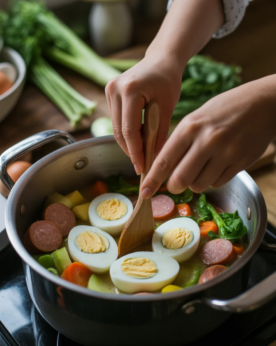 Grandma's Pickled Eggs, Sausage & Onions