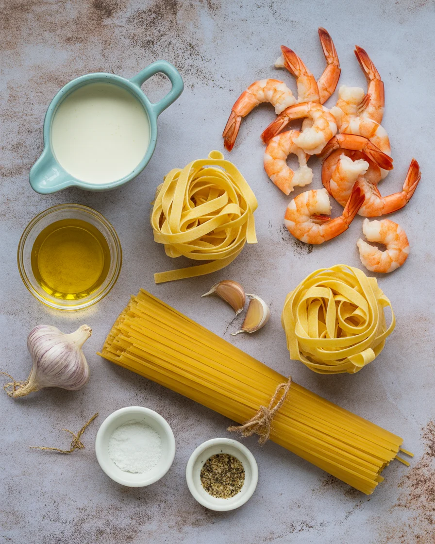 One pan shrimp fettuccine alfredo