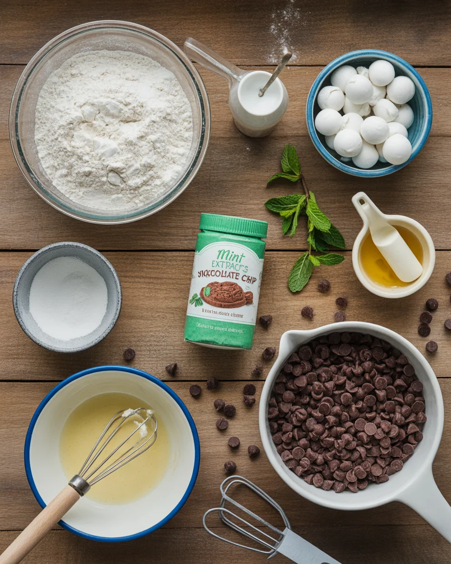 Mint Chocolate Chip Snowball Cookies