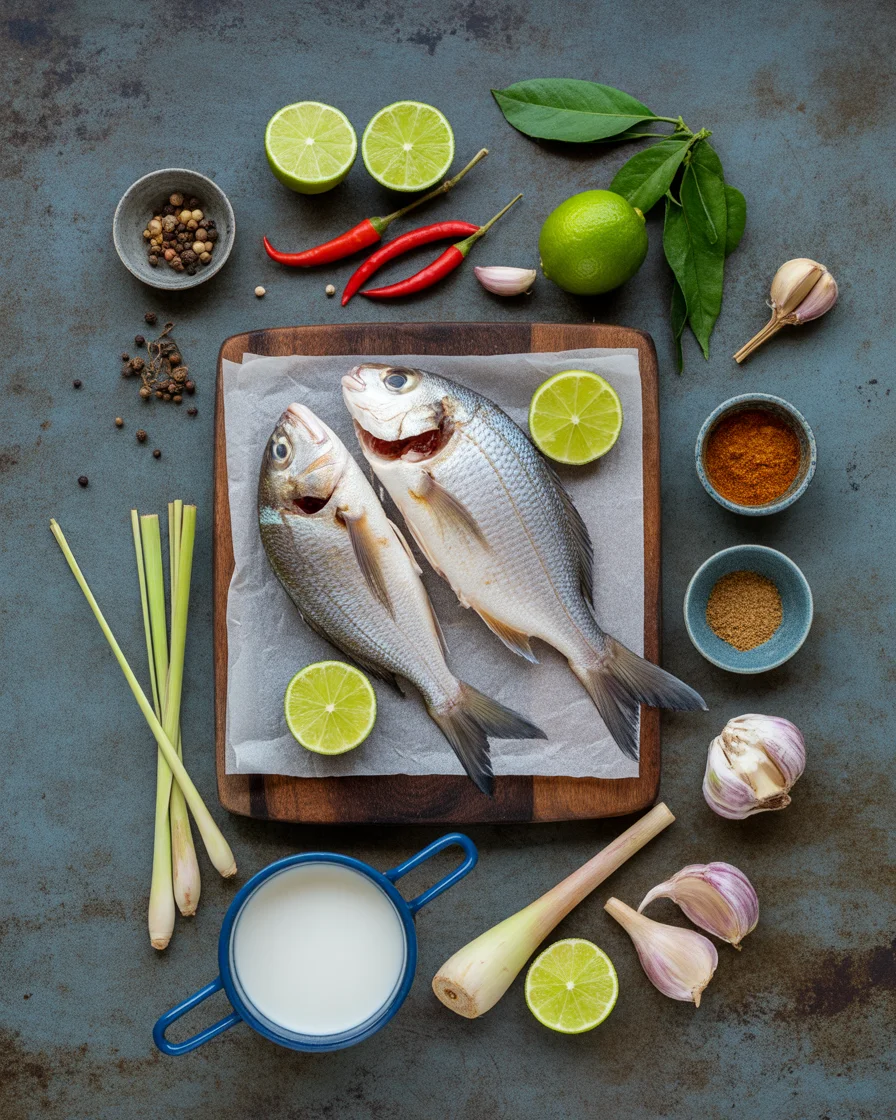 Thai Lime-Garlic Steamed Fish with Coconut Lemongrass Sauce