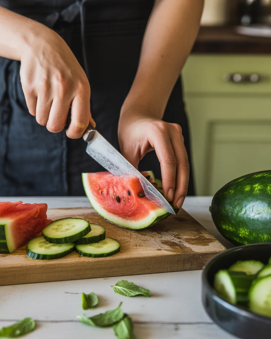 Watermelon Salad with Feta and Cucumber