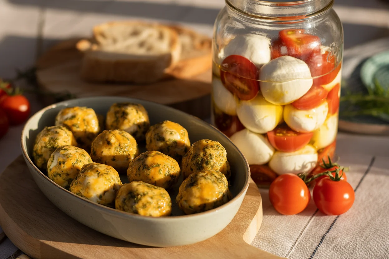 Eingelegte Mini-Mozzarella – Sommer im Glas, mit Kräutern & Liebe konserviert