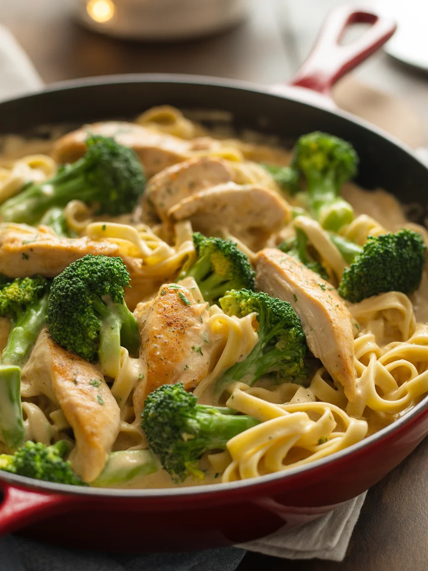 Creamy Chicken & Broccoli Fettuccine Alfredo