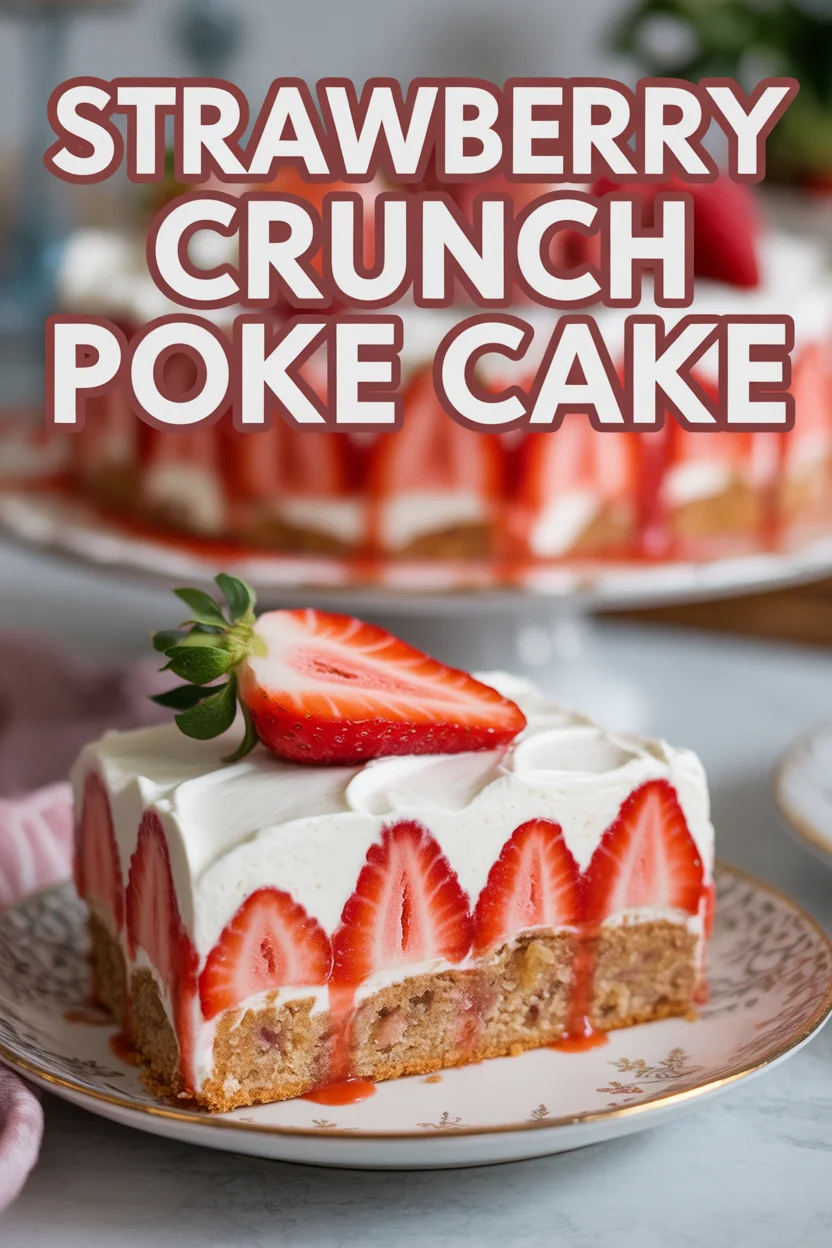Strawberry Crunch Poke Cake