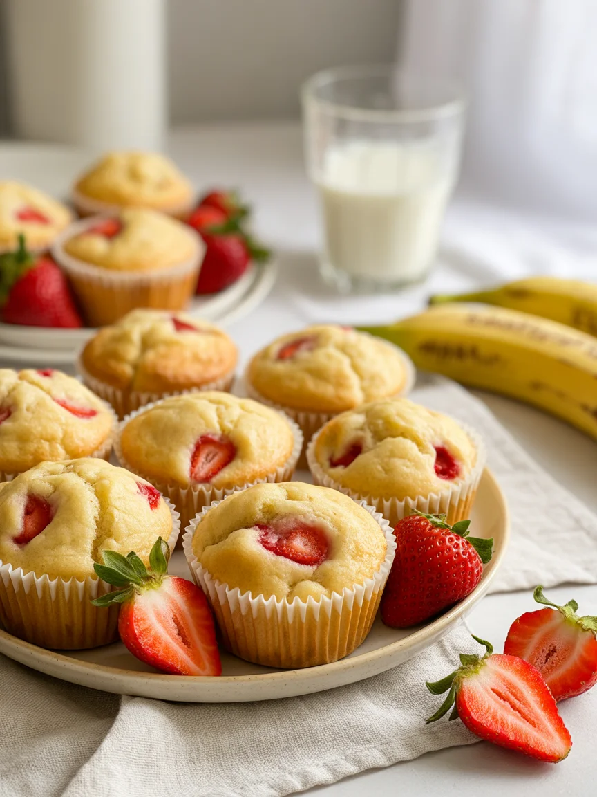 Healthy Strawberry Banana Muffins