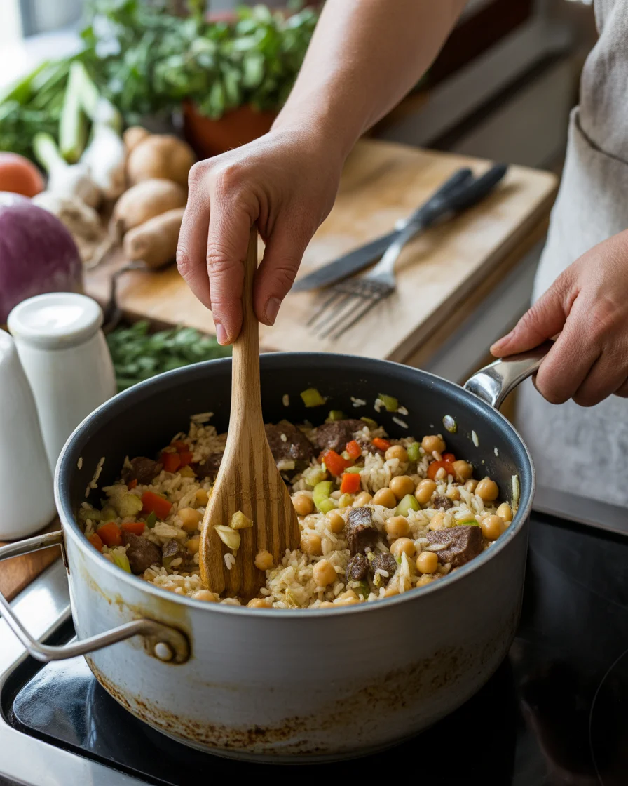 Deliciously Easy One-Pot Moussaka Beef Rice Pilaf Recipe