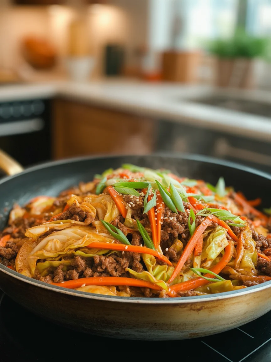 Deliciously Simple Healthy Chinese Ground Beef & Cabbage Stir Fry