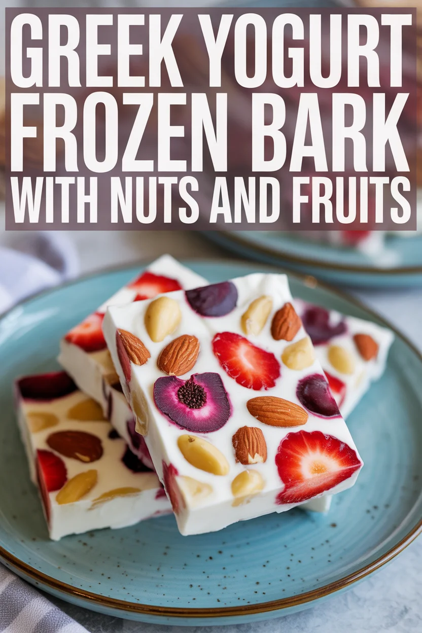 Greek Yogurt Frozen Bark with Nuts and Fruits