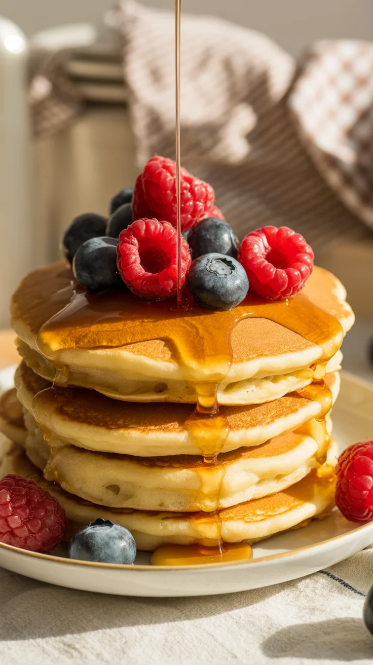 Greek Yogurt Pancakes with Maple Syrup