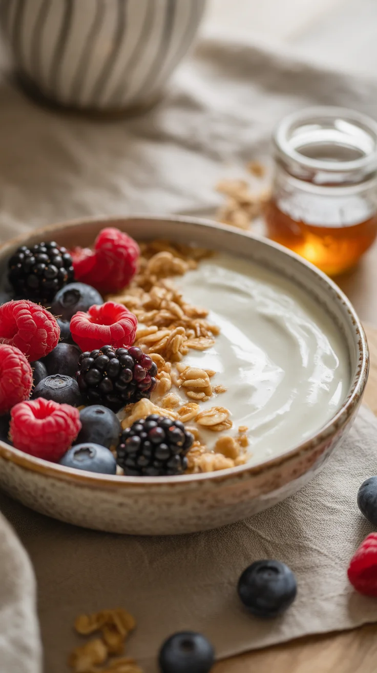 Berry Yogurt Bowl with Honey Drizzle