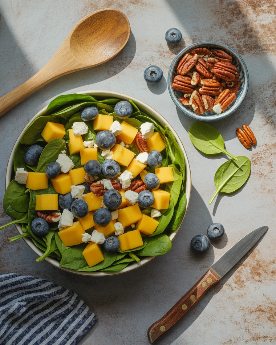 Mango Blueberry Spinach Salad