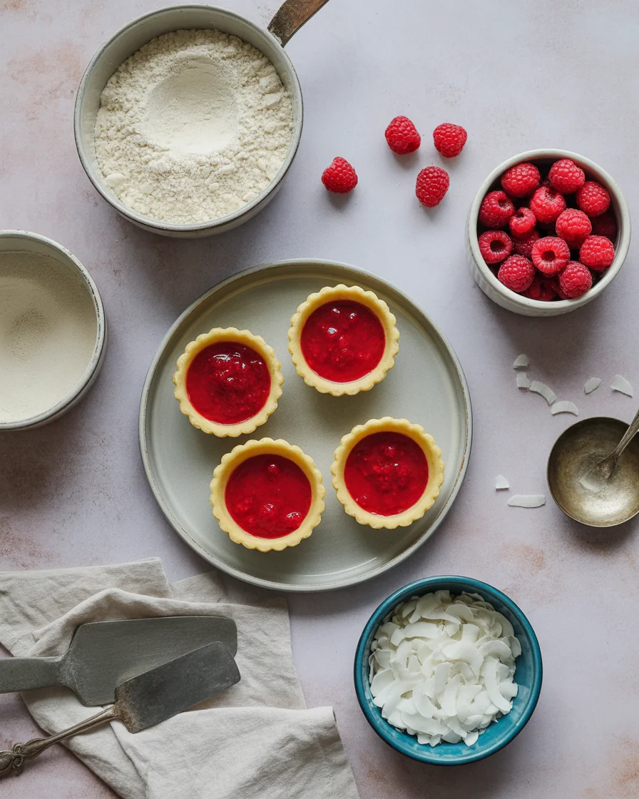 Raspberry Jam Tartlets with Coconut Crumble