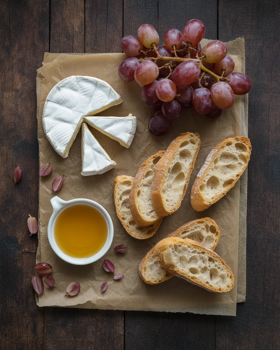 Roasted Grape Brie Crostini