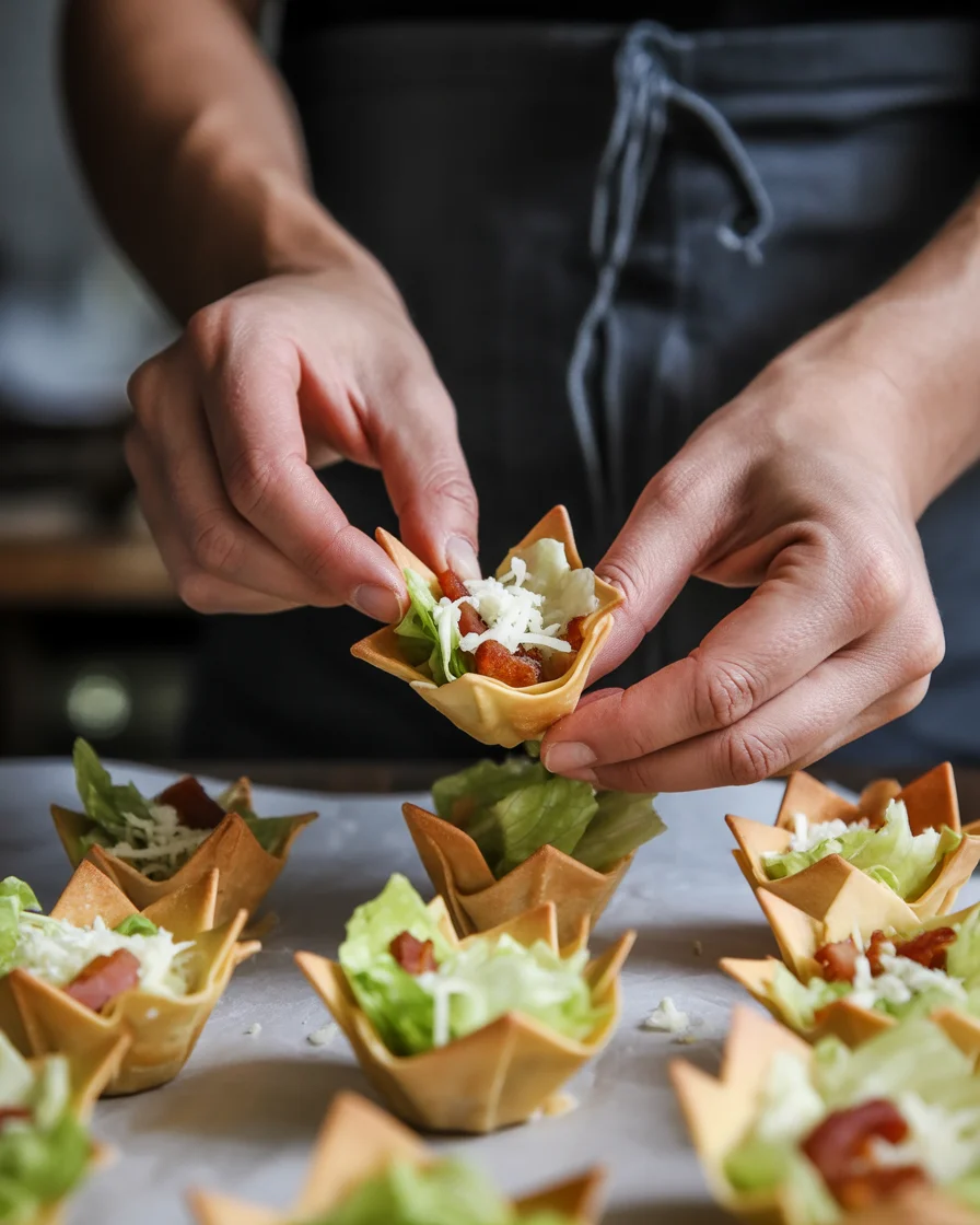 Caesar Salad Wonton Cups