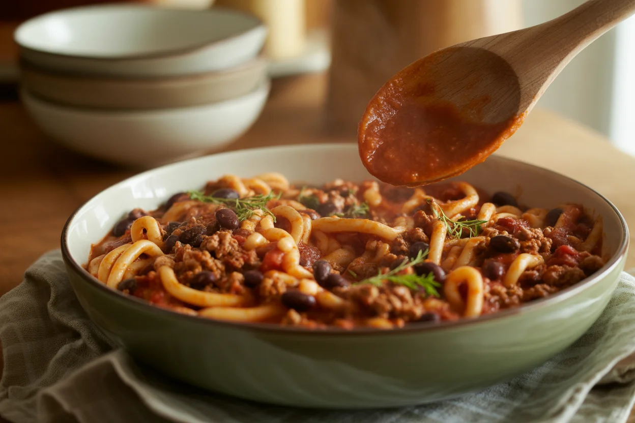 Quick and Easy One Pot Chili Mac Healthy Dinner Recipe!