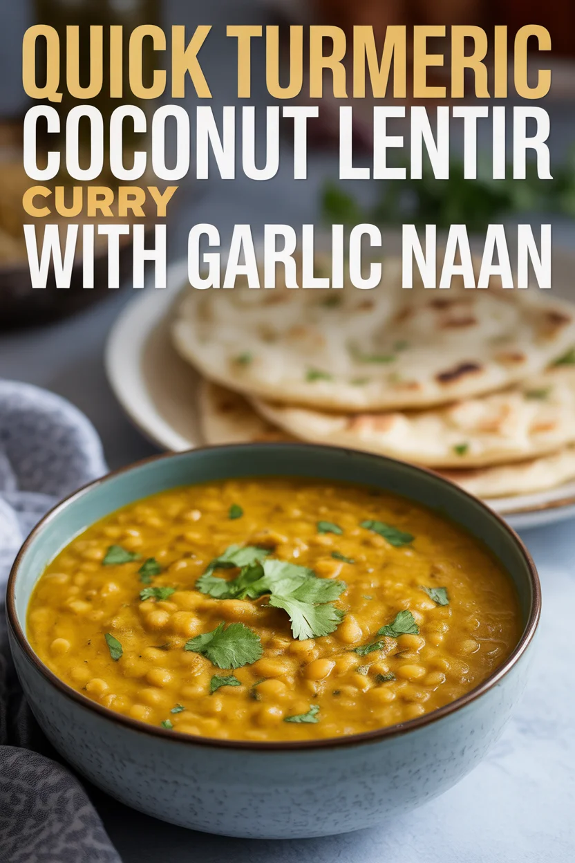 Quick Turmeric Coconut Lentil Curry with Garlic Naan