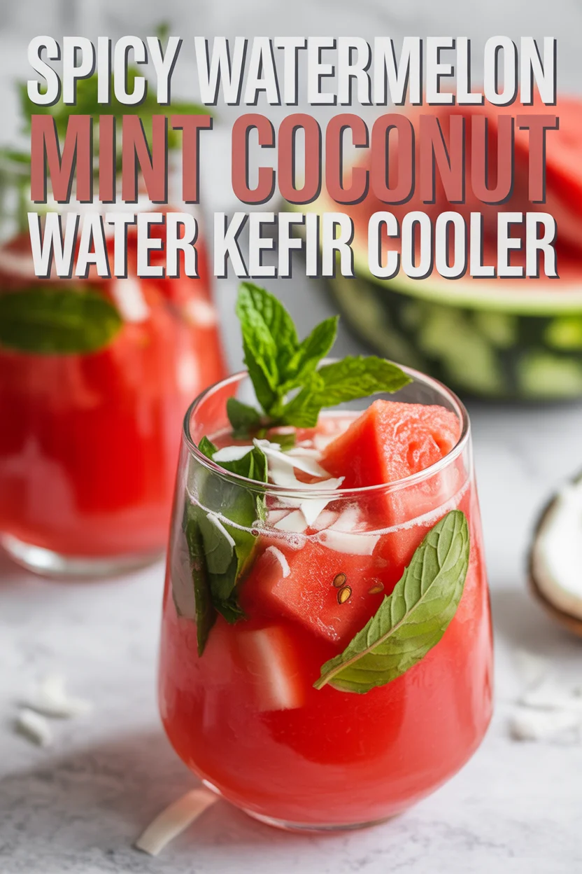 Spicy Watermelon Mint Coconut Water Kefir Cooler