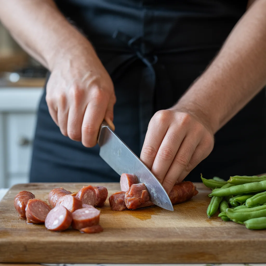 Crockpot Sausage and Green Beans