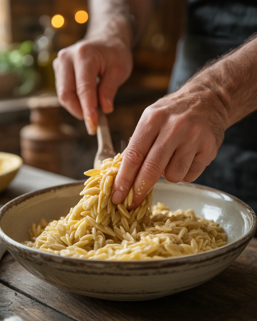 French Onion Chicken Orzo Casserole