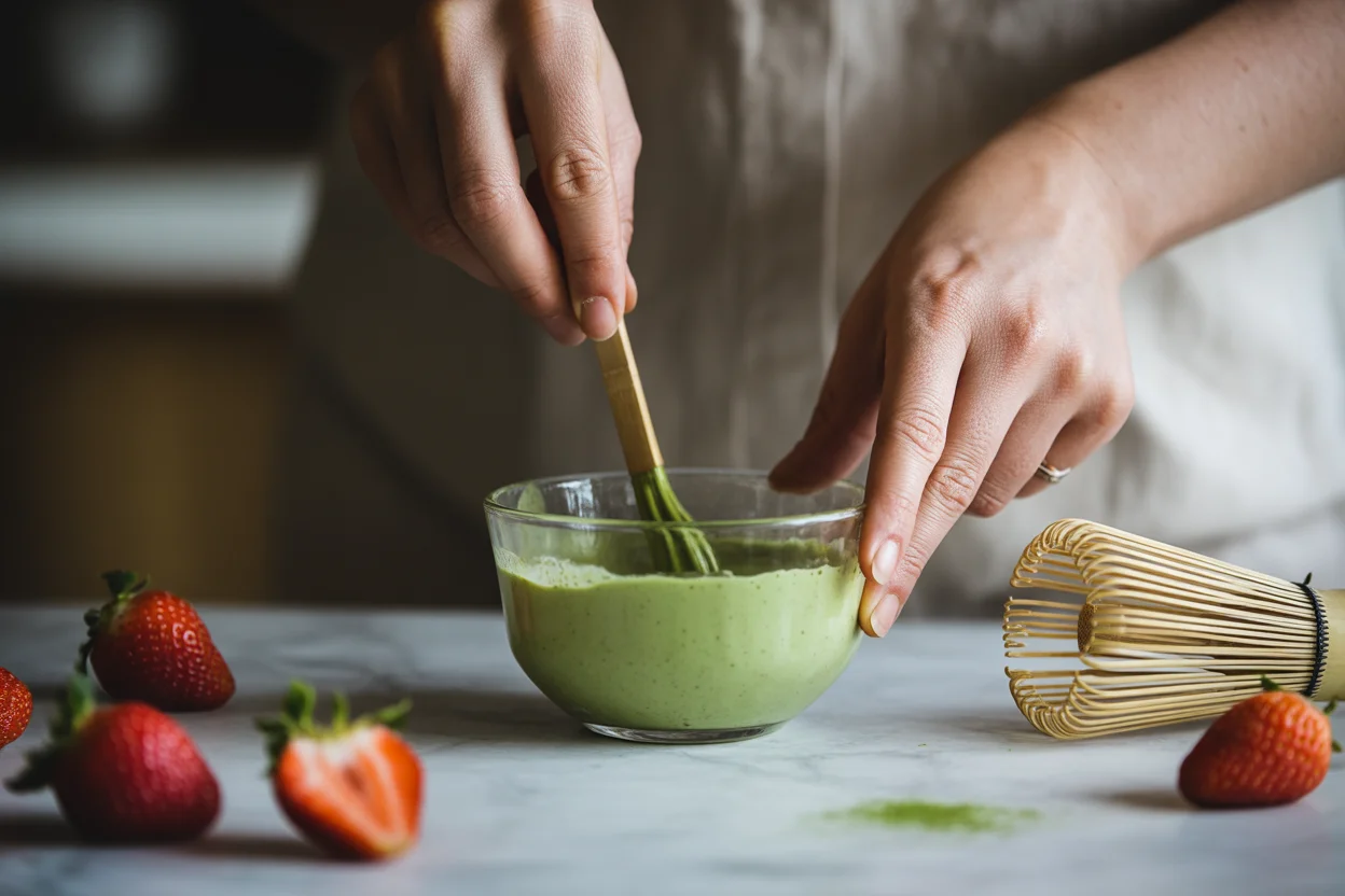 Strawberry matcha drink
