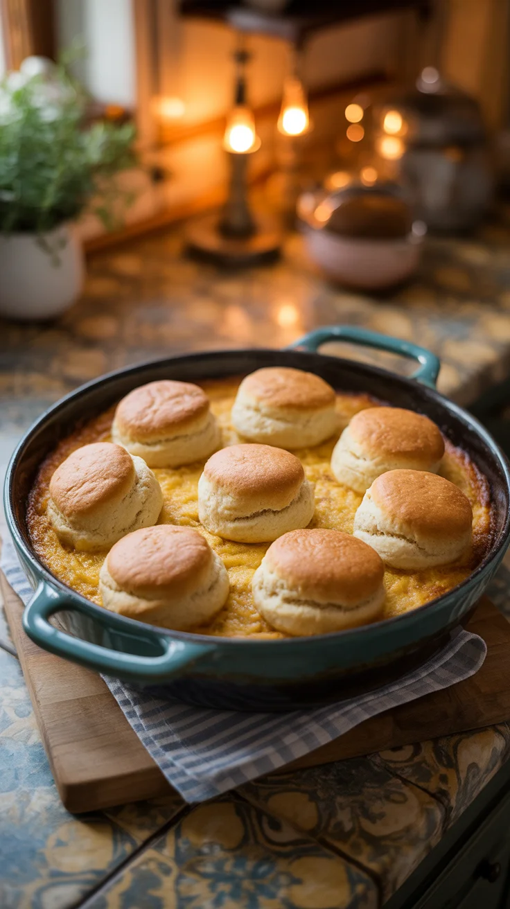 Retro Ground Beef Casserole with Biscuits