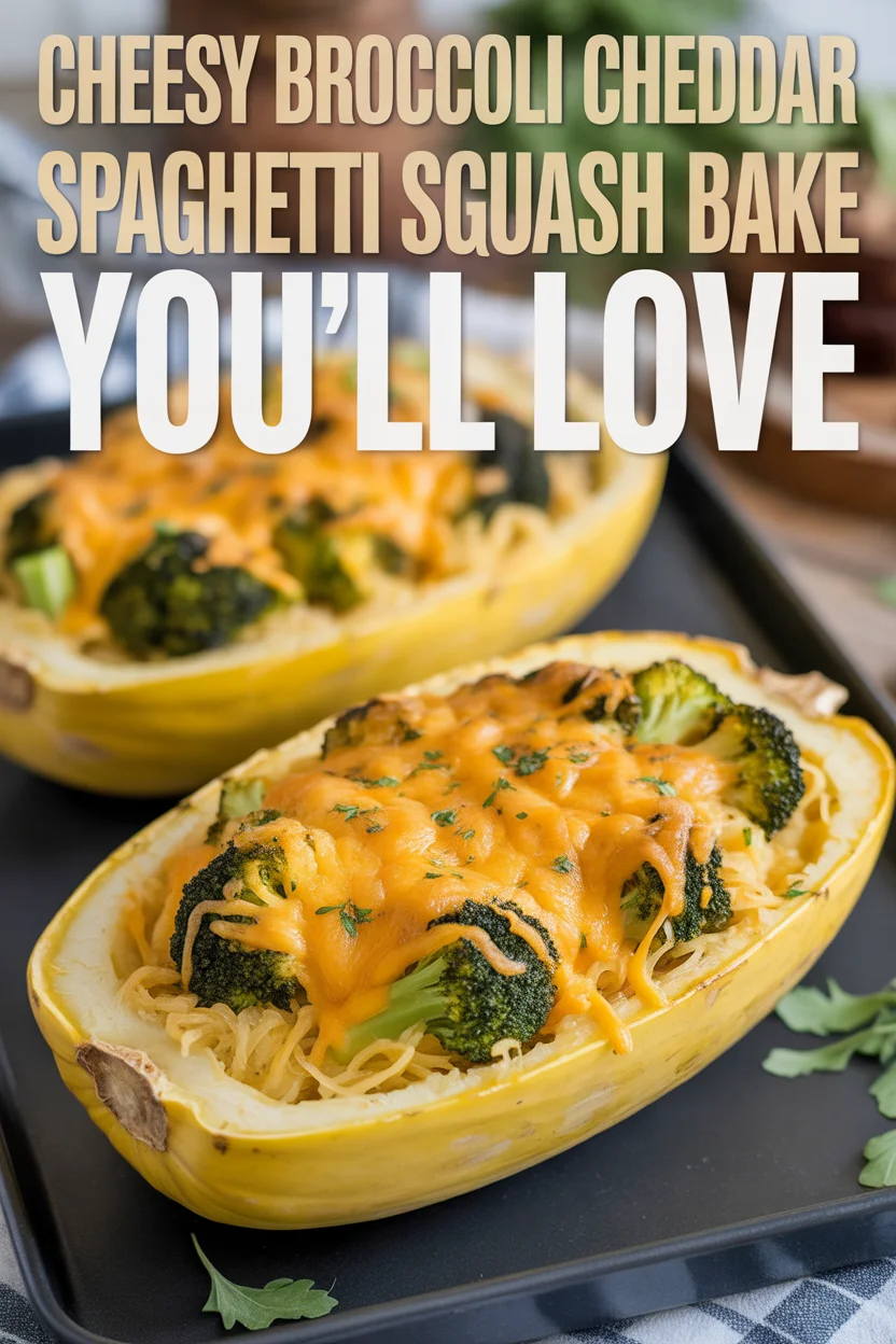 Cheesy Broccoli Cheddar Spaghetti Squash