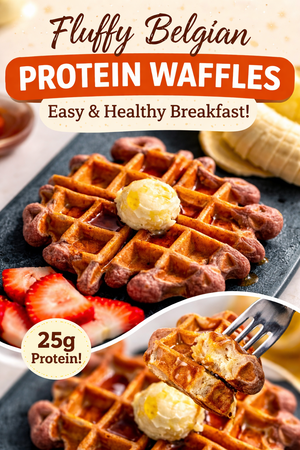 Strawberry Banana Cottage Cheese Waffles Recipe