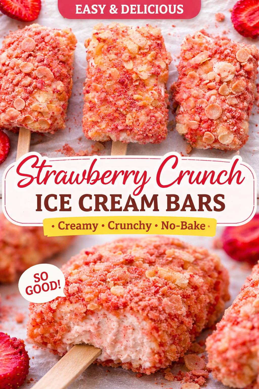 High-Protein Strawberry Shortcake Ice Cream Bars
