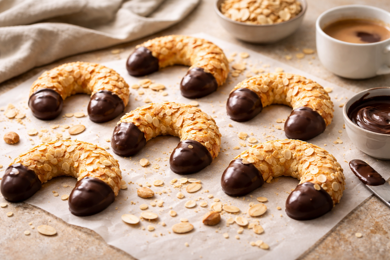 Traditional German Almond Horns (Mandelhörnchen)