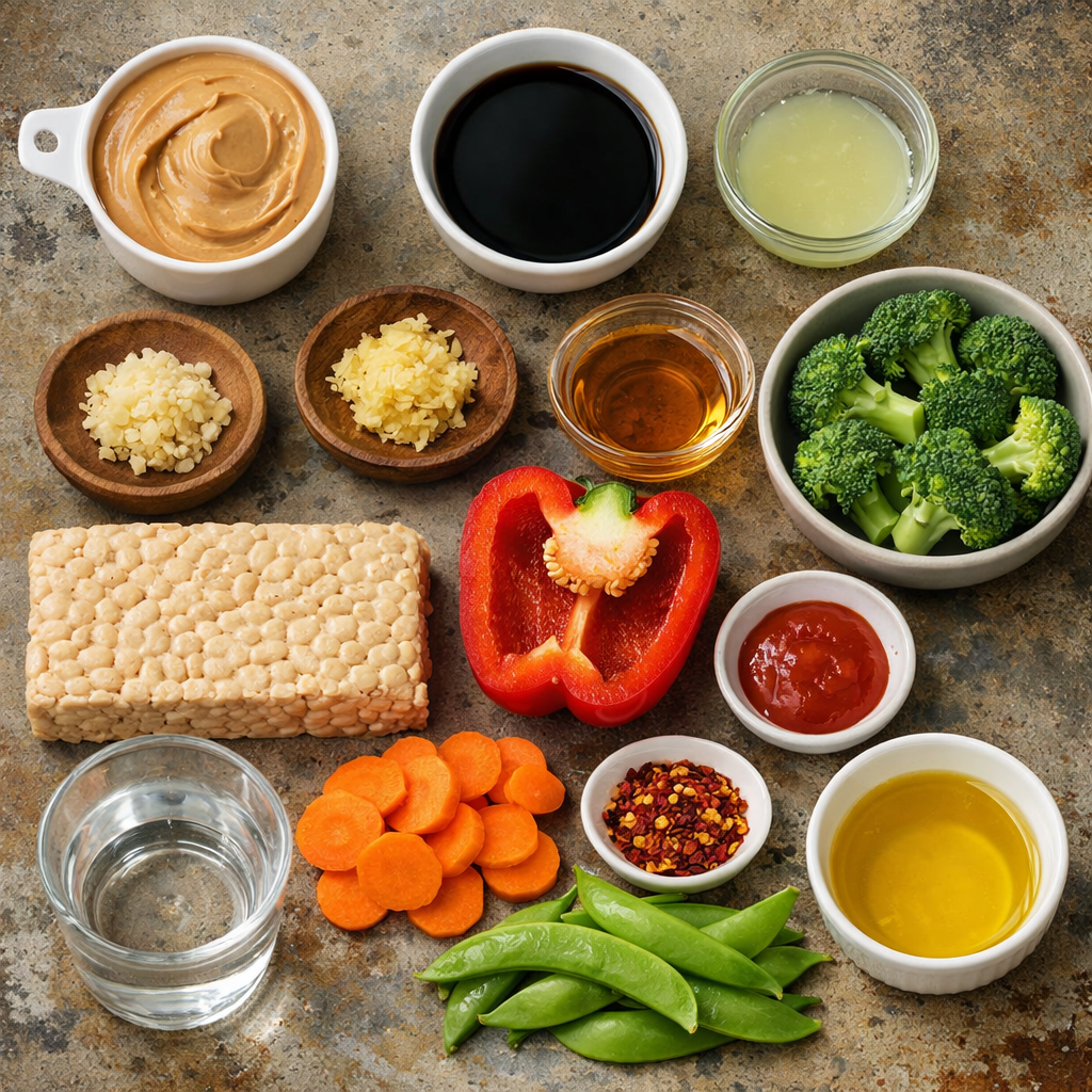 6. Tempeh Stir Fry with Peanut Sauce