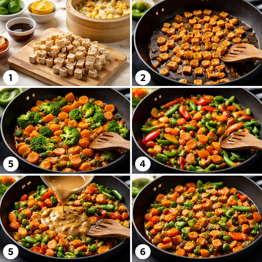 6. Tempeh Stir Fry with Peanut Sauce