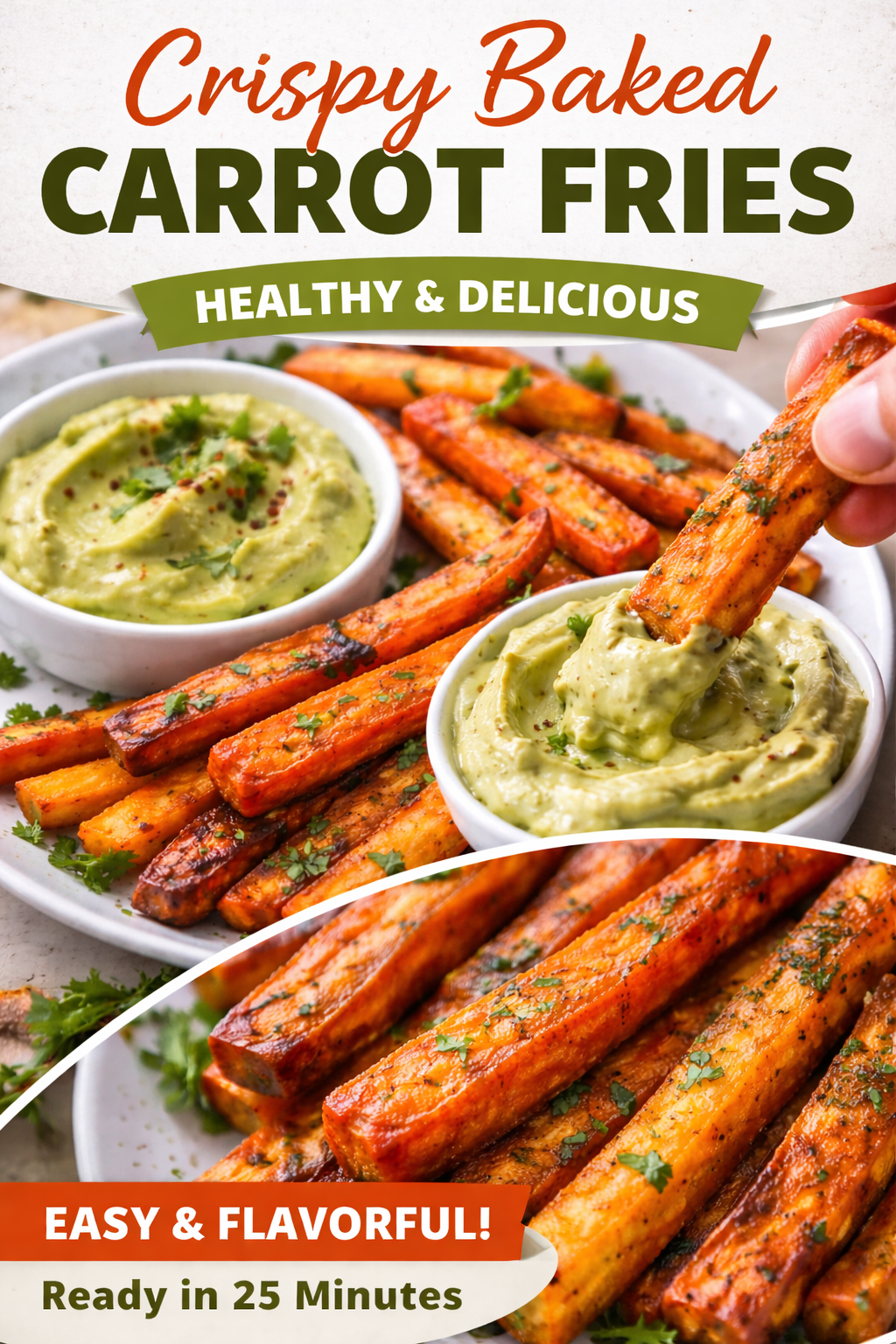 Crispy Carrot & Sweet Potato Fries with Creamy Avocado Dip 5 2. Carrot & Sweet Potato Fries