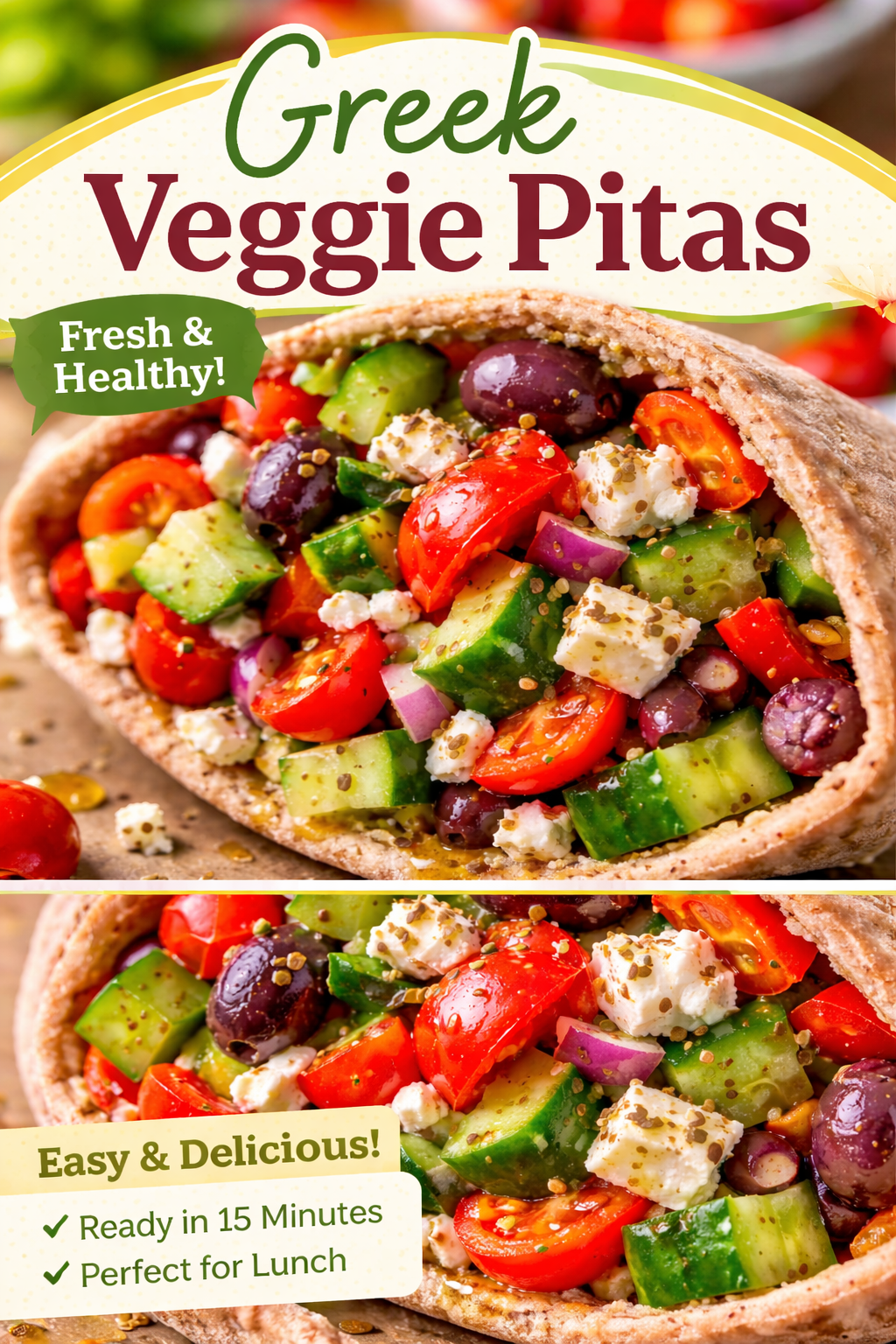 4. Greek Salad Stuffed Pitas