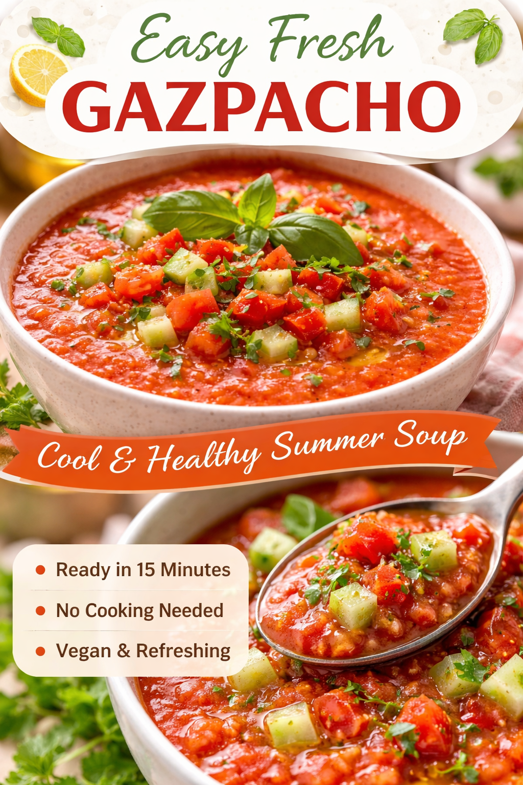 Chilled Gazpacho (Cold Tomato Veggie Soup) to Refresh Your Day! 4 3. Gazpacho (Cold Tomato Veggie Soup)