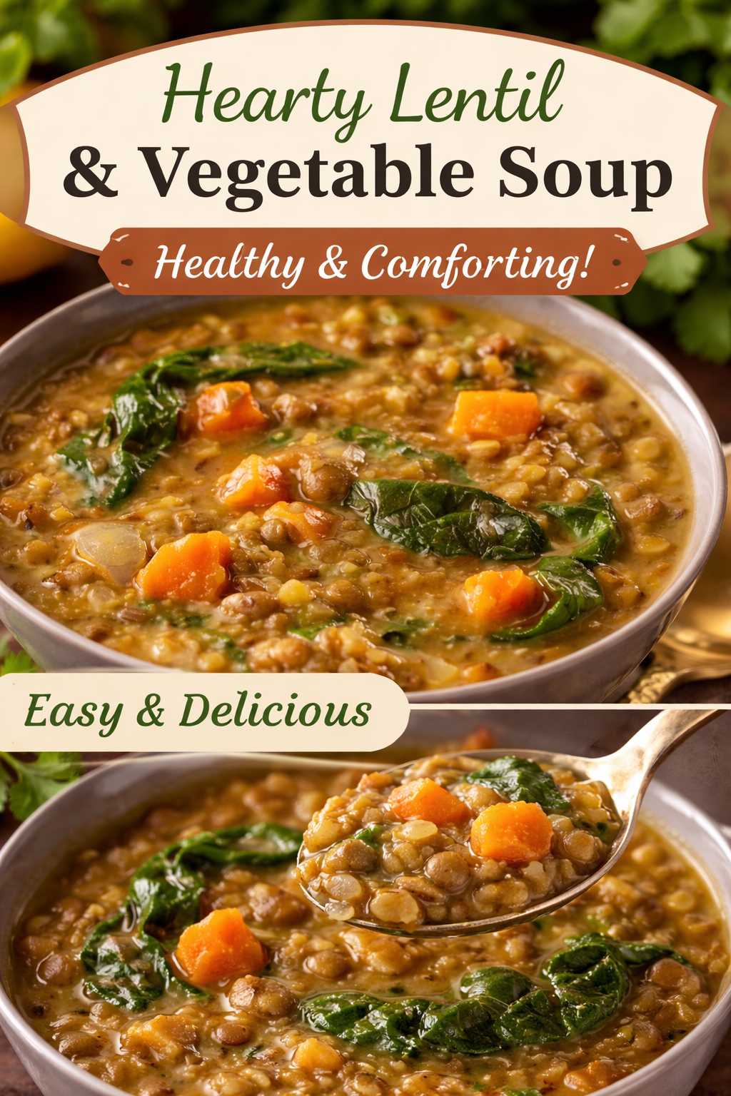 4. Lentil Soup with Spinach