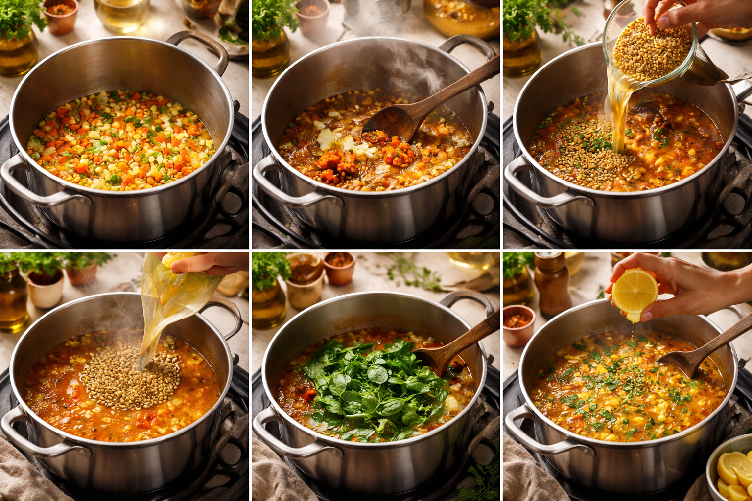 Cozy Lentil Soup with Spinach and a Zesty Twist