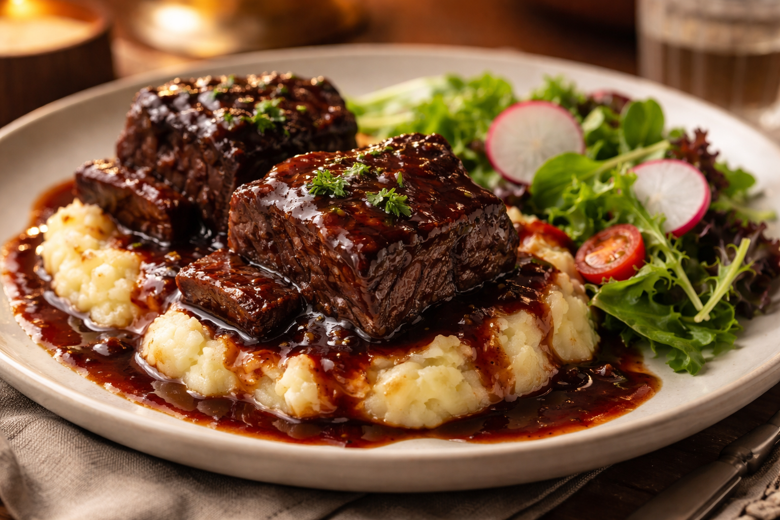 Tender Braised Short Ribs in Red Wine Sauce