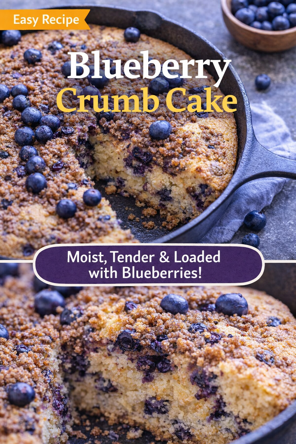 Flourless Blueberry Vanilla Skillet Cake