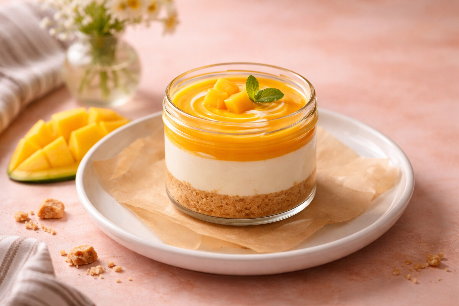 Delicious Small-Batch Mango Yogurt Cheesecake Pots You&rsquo;ll Love