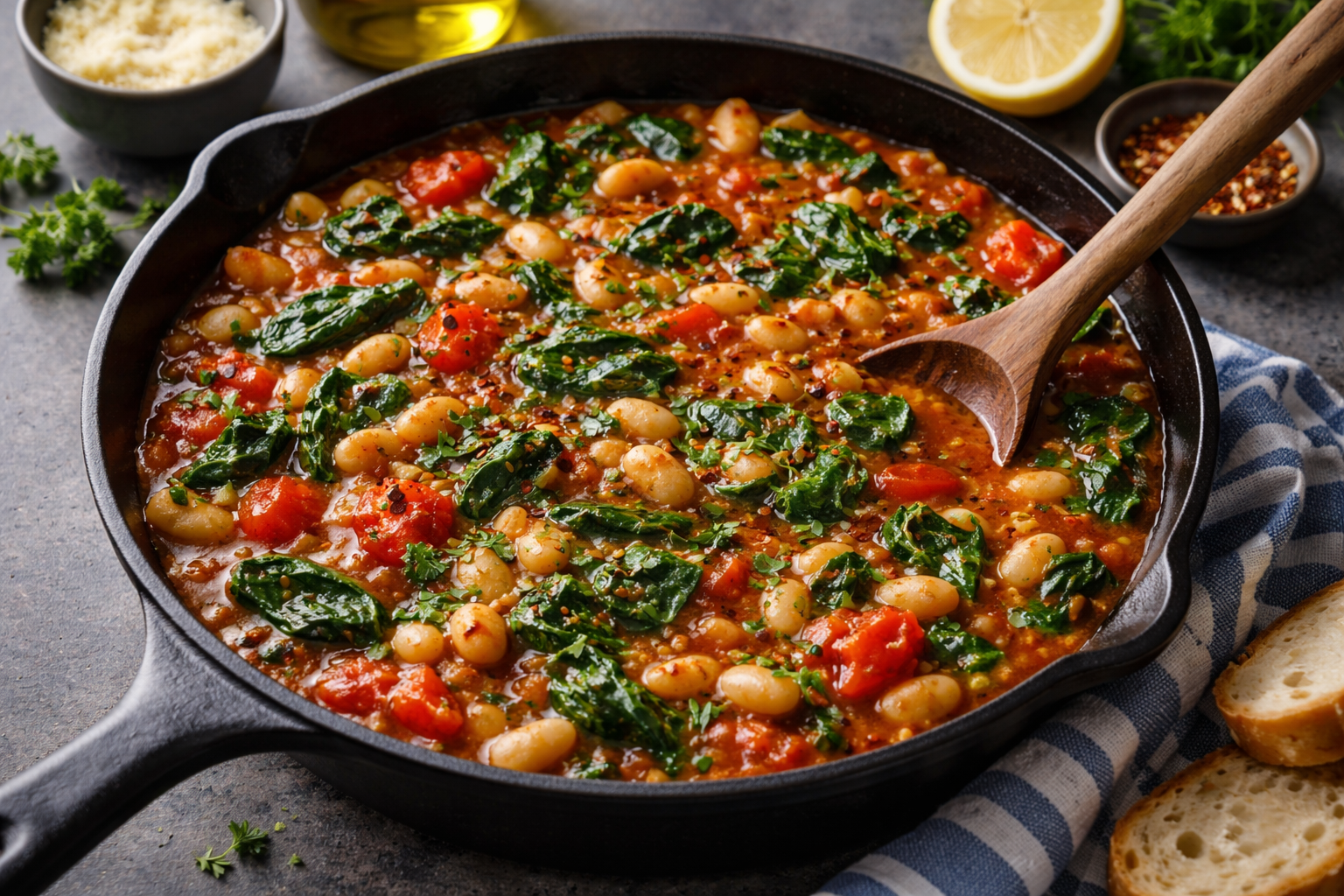 Savor the Mediterranean White Bean Skillet with Feta Tonight!