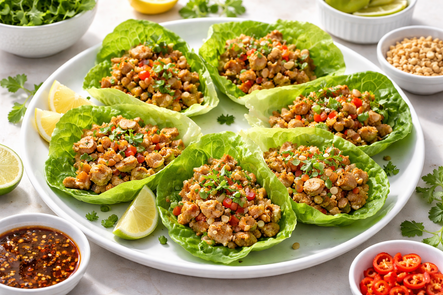 Savory Vietnamese-Inspired Lemongrass Chicken Lettuce Cups