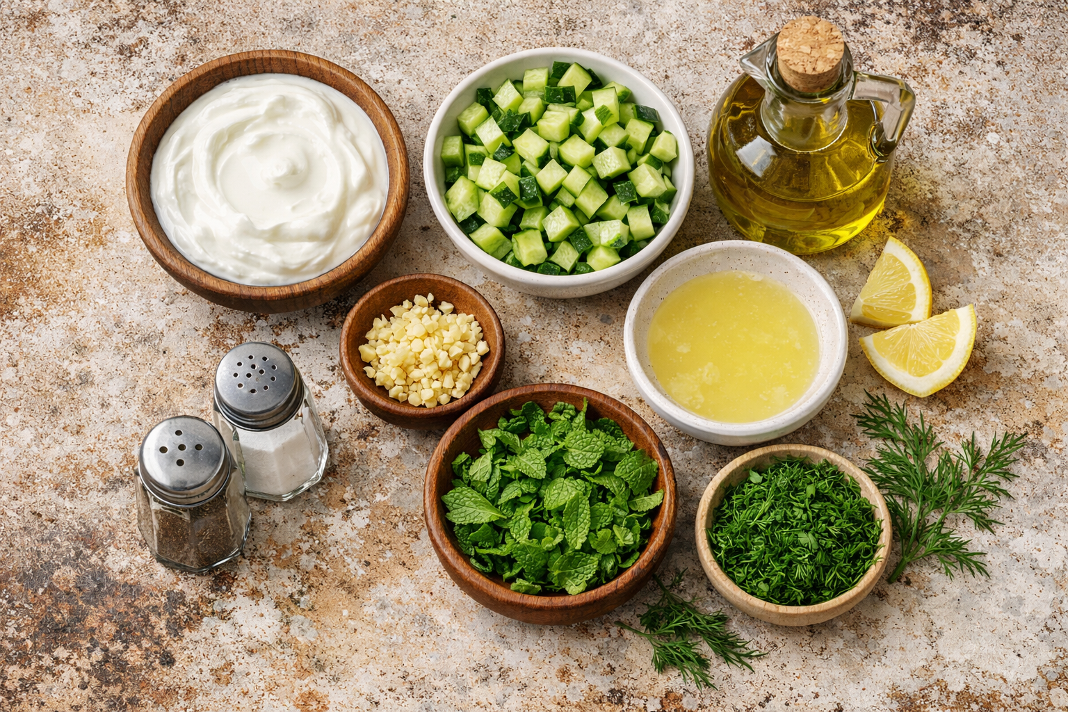 Turkish Yogurt Cucumber Salad Bowls