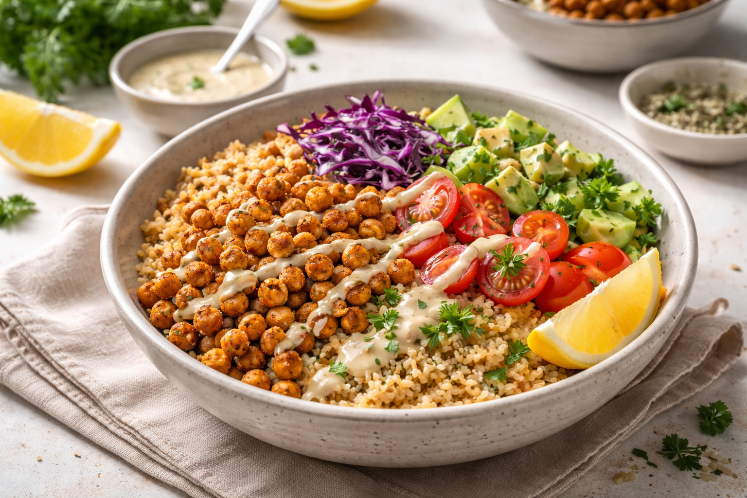 Middle Eastern Crispy Chickpea Grain Bowl