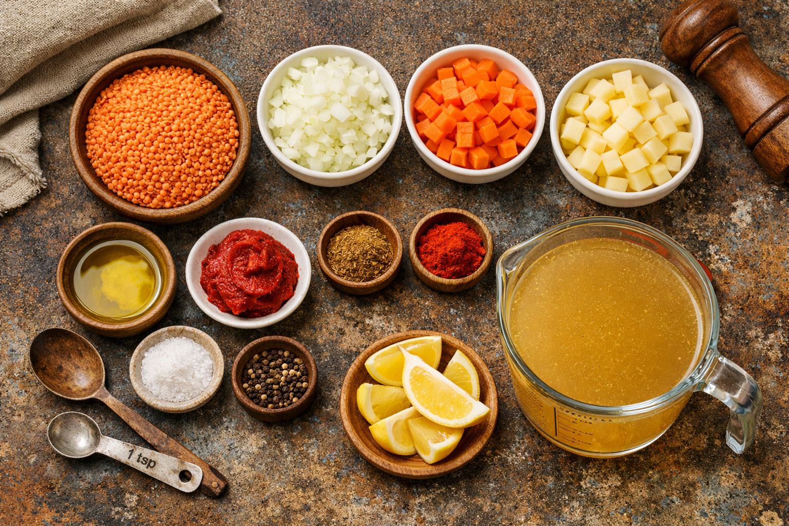 Turkish Red Lentil Soup for Two