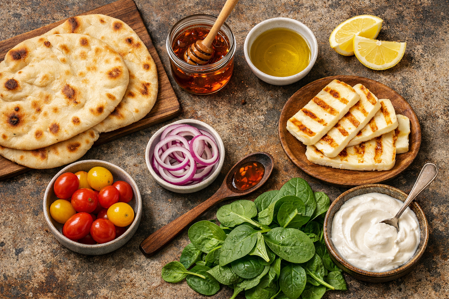 Small-Batch Hot Honey Halloumi Flatbreads