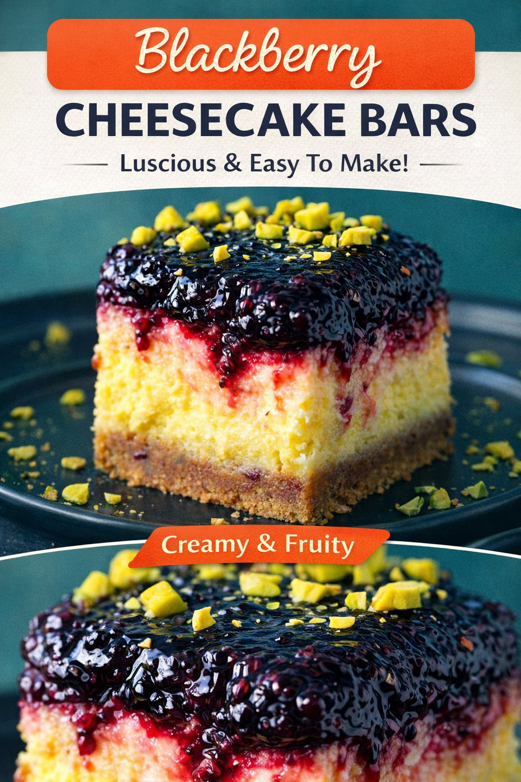 Decadent Pistachio Blackberry Cheesecake Bars You&rsquo;ll Love!
