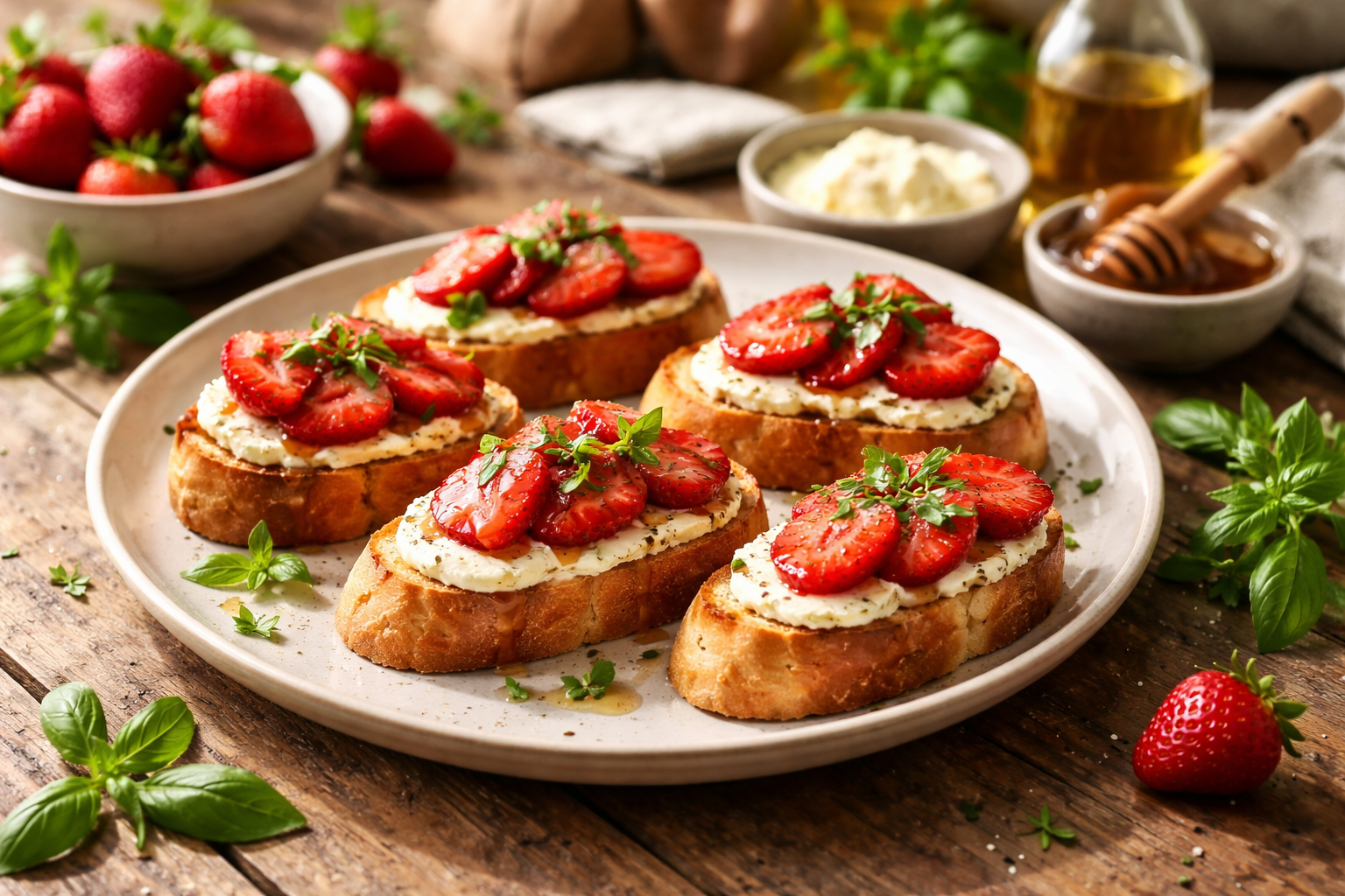 Strawberry Goat Cheese Crostini Bites