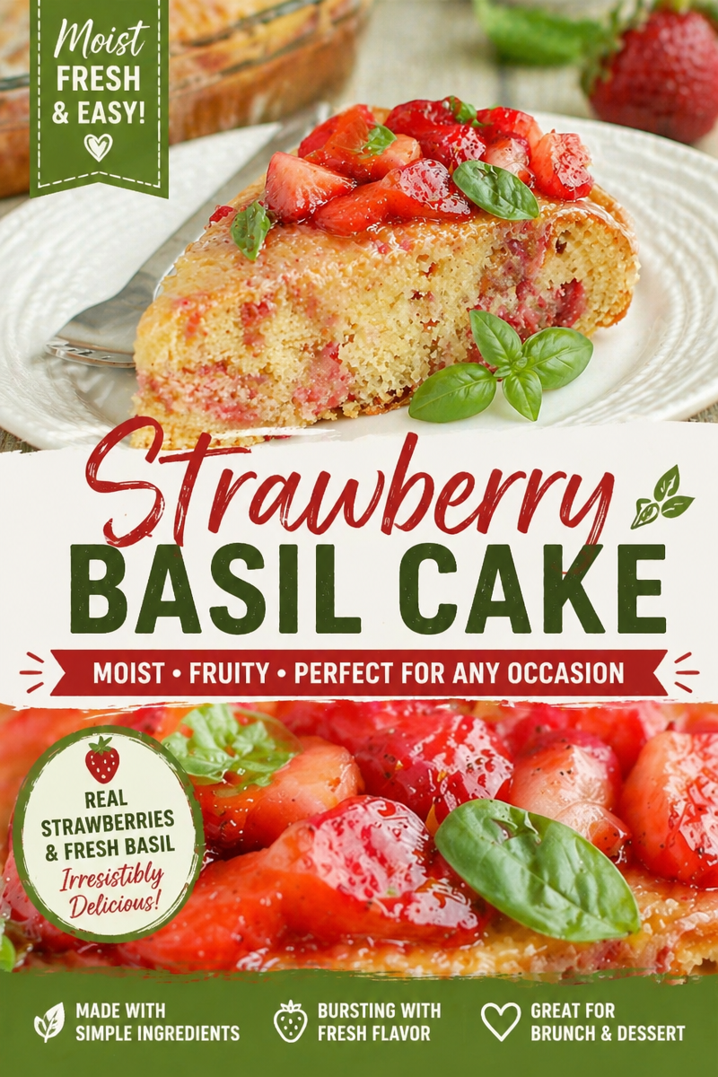 Strawberry Basil Glazed Quick Bread – Ultra-Soft – Vanilla Sugar Crust